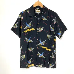  RUDE GALLERY BLACK REBEL ルードギャラリーブラックレーベル アロハシャツ 半袖 SWALLOW SHIRT Sサイズ ブラック トップス A16144◆のサムネイル