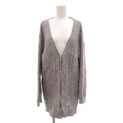 アクシーズファム axes femme ポエティック POETIQUE 透かし編み ニット カーディガン 長袖 M グレー /UO