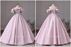 送料無料 レディース ロングドレス ピンク オフショルダー 刺繍 編み上げ 成人式 音楽受験 独唱 誕生日 パーティー 発表会 演奏会 お呼ばれ 上品 華やか 高級感 主役映え 特別な日 ロング丈 中腰 半袖 S M L XL 2XL エレガント フェミニン感