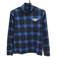 BEAMS GOLF モックネックシャツ ネイビー チェック柄 L - メルカリ