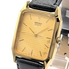 稼動/80s】SEIKO セイコー クォーツ ゴールド文字盤 腕時計 スクエア