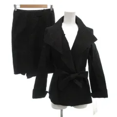 プチプードル Petit Poudre フォーマル セットアップ ショールカラージャケット スカート ひざ丈 ラメ アンゴラ混 9 黒 ブラック ゴールドカラー /GV