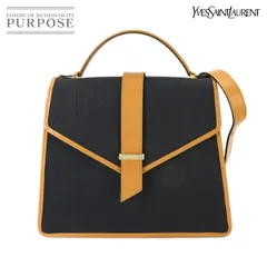 美品 イヴサンローラン Yves Saint Laurent 2way ハンド ショルダー バッグ PVC レザー ブラック ブラウン ヴィンテージ 90316649のサムネイル