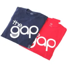 ギャップ GAP タグ付き 2点セット Tシャツ 長袖 ロゴプリント S レッド ネイビー /FF