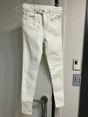 裏起毛 アイボリー ウエストボタン スキニージーン