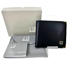 SD6462 美品！ DUNHILL ダンヒル レザー 二つ折り財布 コンパクトウォレット ブラック 金具ゴールド