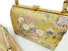 【新品】草履バッグセット 西陣織 正絹 沙織 真鍮口金 パールトン加工済 Mサイズ