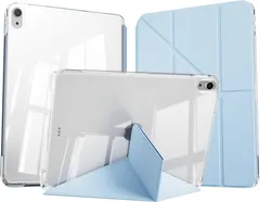 iPad 11世代 分離式 ケース (A16、2025) / iPad 10世代 ケース 2022 11/10.9インチ 透明バックカバー 三角形スタンド 薄型 オートスリープ/ウェイク PC/TPU A3354/A3355/A3356 (ブルー)