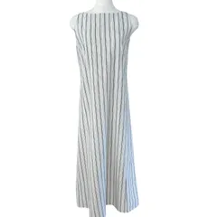 ミラオーウェン ノースリーブ ワンピース ストライプ サイズ0 ホワイト 膝下丈