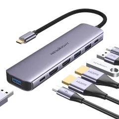 USB C ハブ hdmi 2つ Dual Display ドッキングステーション 7in1 MST デュアル 4K HDMI 拡張 リプル ディスプレイ 高速USB 3.0*3、type c データ伝送、USB-C 100W充電、MacBook Pro/ts