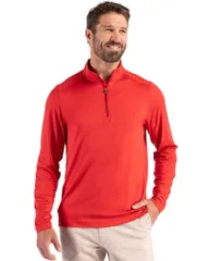 カッターアンドバック メンズ アウター ジャケット・ブルゾン ハーフジップ Cutter Buck Coastlinepicomfort Recycled Mens Quarter Zip Red レのサムネイル