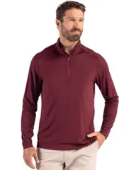 カッターアンドバック メンズ アウター ジャケット・ブルゾン ハーフジップ Cutter Buck Coastlinepicomfort Recycled Mens Quarter Zip Bordeのサムネイル