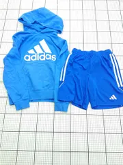 ◇ ⊂ アディダス adidas キッズ パーカー＆ショートパンツ セット ブルー系 150cm 男の子 E  【1603230000827】