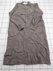 ◇ ⊇ 無印良品 コットン長袖シャツワンピース L-XL グレー系 レディース E  【1603230000643】