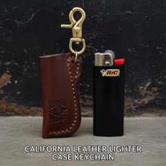 【CALIFORNIA LEATHER】 革 レザー ライターケース キーホルダー キーチェーン バイカー アウトドア バイク オートバイ ハーレー ; CLE-002CH