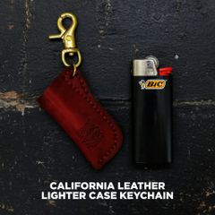 【CALIFORNIA LEATHER】 革 レザー ライターケース キーホルダー キーホルダー キーチェーン バイカー アウトドア バイク オートバイ ハーレー ; CLE-002BR