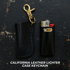 【CALIFORNIA LEATHER】 革 レザー ライターケース キーホルダー キーチェーン バイカー アウトドア バイク オートバイ ハーレー ; CLE-002BK
