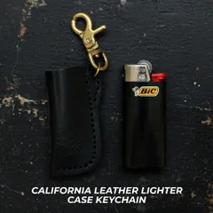 【CALIFORNIA LEATHER】 革 レザー ライターケース キーホルダー キーチェーン バイカー アウトドア バイク オートバイ ハーレー ; CLE-002BK