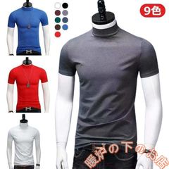 ス 半袖 半袖 メンズ カットソー 無地tシャツ 夏 ハイネックtシャツ ハイネック ティーシャツ Tシャツ 無地 カジュアル75103