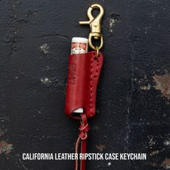 【CALIFORNIA LEATHER】 革 レザー リップケース キーホルダー キーチェーン バイカー アウトドア バイク オートバイ ハーレー ; CLE-001RD