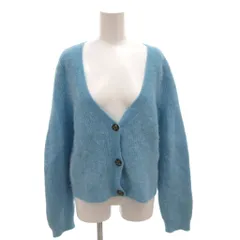 ガニー GANNI カーディガン シャギーニット Vネック ウール アルパカ混 XL 水色 ライトブルー /FF