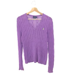 POLO RALPH LAUREN ポロラルフローレン ケーブルコットンニット サイズ:L ポニー刺繍/Vネック/長袖    パープル レディース / 240001193970