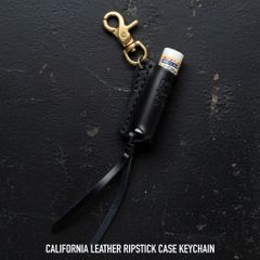 【CALIFORNIA LEATHER】 革 レザー リップケース キーホルダー キーチェーン バイカー アウトドア バイク オートバイ ハーレー  ; CLE-001BK