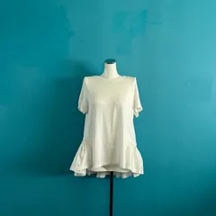 1192  YOKO CHAN ヨーコチャン 裾フリル 半袖 ドッキングカットソー 白 38 美品 ギャザーのサムネイル