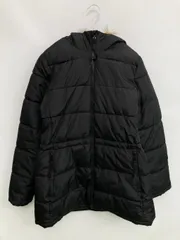 GAP ギャップ ダウンジャケット/コート XS ブラック 無地 ワンポイント フェイクファー ミドル丈 フードあり ジップアップ