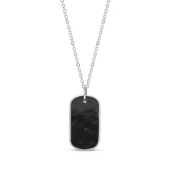 Gemminded レディース アクセサリー ネックレス・チョーカー・ペンダントトップ レース Gemminded Sterling Silver Black Onyx Dog Tag Pendant Necklace Sterling ブラック
