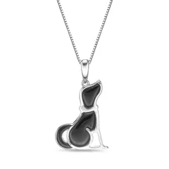 Gemminded レディース アクセサリー ネックレス・チョーカー・ペンダントトップ レース Gemminded Sterling Silver Onyx Dog Pendant Necklace Sterling シルバー