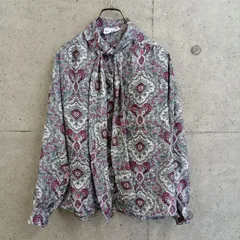 【USED】US 古着 Alfred Dunner 総柄 ボウタイブラウス ペイズリー柄 10 US古着 レディース ブラウス 古着女子 USA古着 昭和レトロ モダン 80s 90s リボンブラウス 総柄ブラウス 大人可愛い リボンブラウス 女性