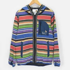 go slow caravan ゴースローキャラバン マウンテンパーカー ジャケット フーディ マルチカラー 麻混紡  ボーダー ジップアップ 長袖 パーカー 4(L)サイズ 340241 /