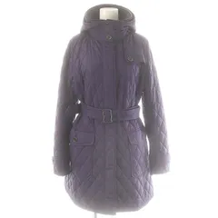 バーバリー ロンドン BURBERRY LONDON キルティングコート 中綿 ひざ丈 裏地ノバチェック ウエストベルト 40 L 紫 パープル /AQ ■OS