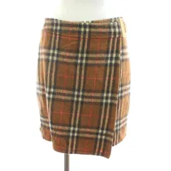 バーバリーブルーレーベル BURBERRY BLUE LABEL ラップスカート 巻きスカート ミニ ノバチェック ウール 38 茶 ブラウン FXF66-703 /KU