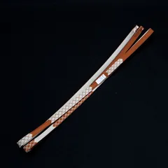 京都西陣正絹三分紐　菱格子・柿渋色