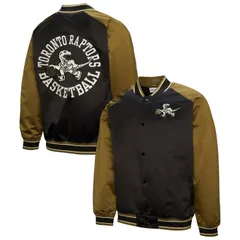 ミッチェルネス メンズ アウター ジャケット・ブルゾン サテン Mens Mitchell Ness OliveBlack Toronto Raptors Clutch Satin Raglan Fuのサムネイル