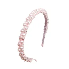 (ピンク) フォト撮影髪飾り 女の子誕生日 結婚式パーティー ブライダル ウェディング ヘアアクセサリー髪飾り パールカチューシャ