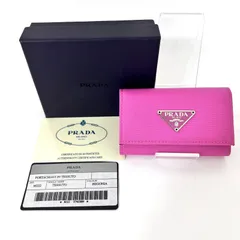 SD6449 新品未使用！ PRADA プラダ トライアングルロゴ 三角ロゴ 6連キーケース ナイロン×レザー ベゴニアピンク M222