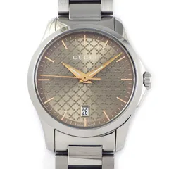 グッチ GUCCI 腕時計 Gタイムレス 126.5/YA126594 サンレイ ディアマンテ ブラウン文字盤 デイト SS クオーツアナログ 【中古】のサムネイル