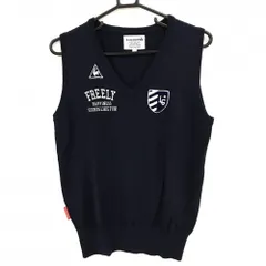 【美品】ルコックゴルフ ニットベスト ネイビー Vネック ロゴ刺しゅう レディース LL ゴルフウェア le coq sportifのサムネイル