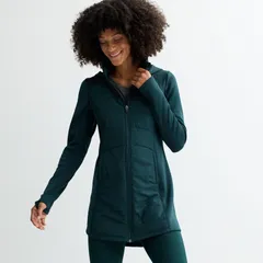 Tek Gear レディース アウター ジャケット・ブルゾン Womens Tek Gear Hooded Mixed Media Long Jacketernity Green グリーン