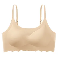 ノンワイヤー ブラ レディース シームレス ナイトブラ 薄手 ストレッチ 幅広 パッド付 取り外し バッククロス 昼夜兼用 盛れる ブラジャー 美胸 快適 as-008