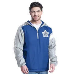 カール バンクス メンズ トップス Tシャツ パーカー ジャケット Mens GIII Sports by Carl Banks BlueGray Toronto Mapleafs Lateral HalfZip Hoodie Jacket Mpl Blue