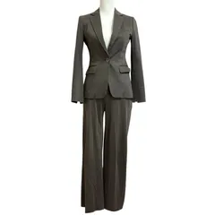【THE SUIT COMPANY】ウォッシャブル パンツスーツ セットアップ 上下 36 カーキグレー レディース