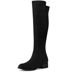 アレグラ ケー レディース シューズ ブーツ・レインブーツ ヒール ALLEGRA K Womenside Zipper Chunky Heels Knee High Boots Black ブラック