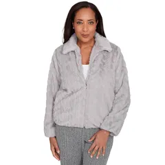 アルフレッド ダナー レディース トップス Tシャツ プチ ジャケット Petite Alfredunner Sculpted Faux Fur ZipUp Jacket Grey グレー