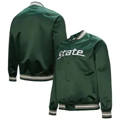 ミッチェルネス メンズ アウター ジャケット・ブルゾン サテン ロゴ Mens Mitchell Ness Green Michigan State Spartans Lightweight Currのサムネイル