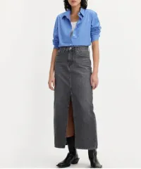 リーバイス ロング デニム スカート ブラック スプリット