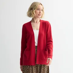 クロフト＆バロー レディース アウター ニット・セーター カーディガン Womens Croft Barrow Polished Open Front Cardigan Red レッド